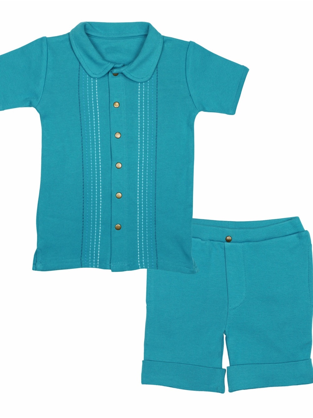 4T NWT L’ovedbaby Kids Embroidered Shirt & Shorts Set- Teal Dash